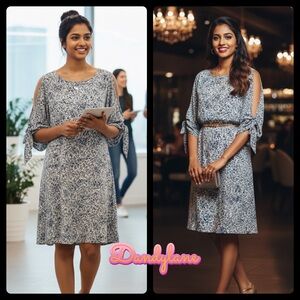 H&M Floral Chemise Slit Shoulder Dress Size 8 (NWOT)